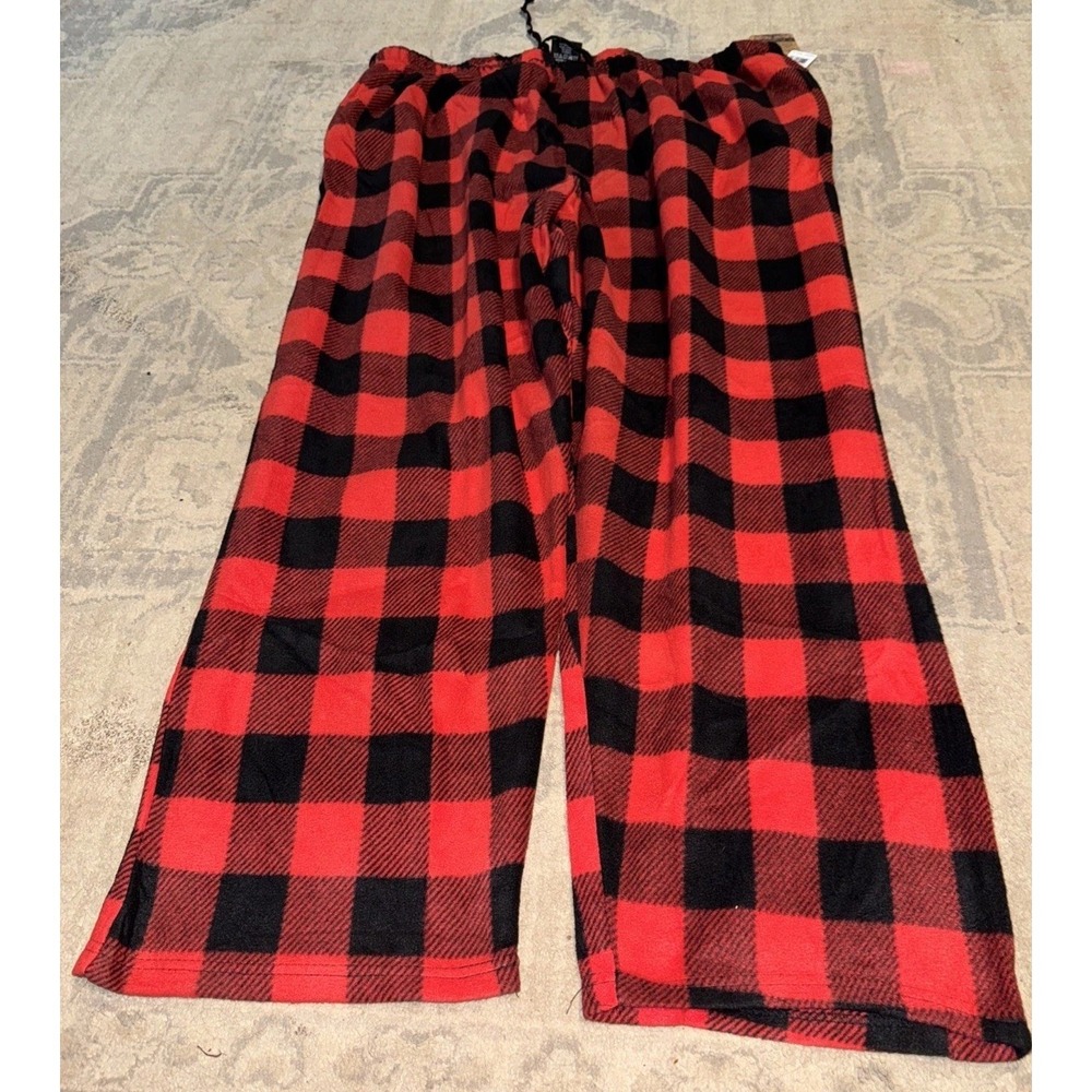 North-15 Red Black Buffalo Plaid‎ Flannel Pants LIUNGE PJ  Drawstring MENS SZ 5X
